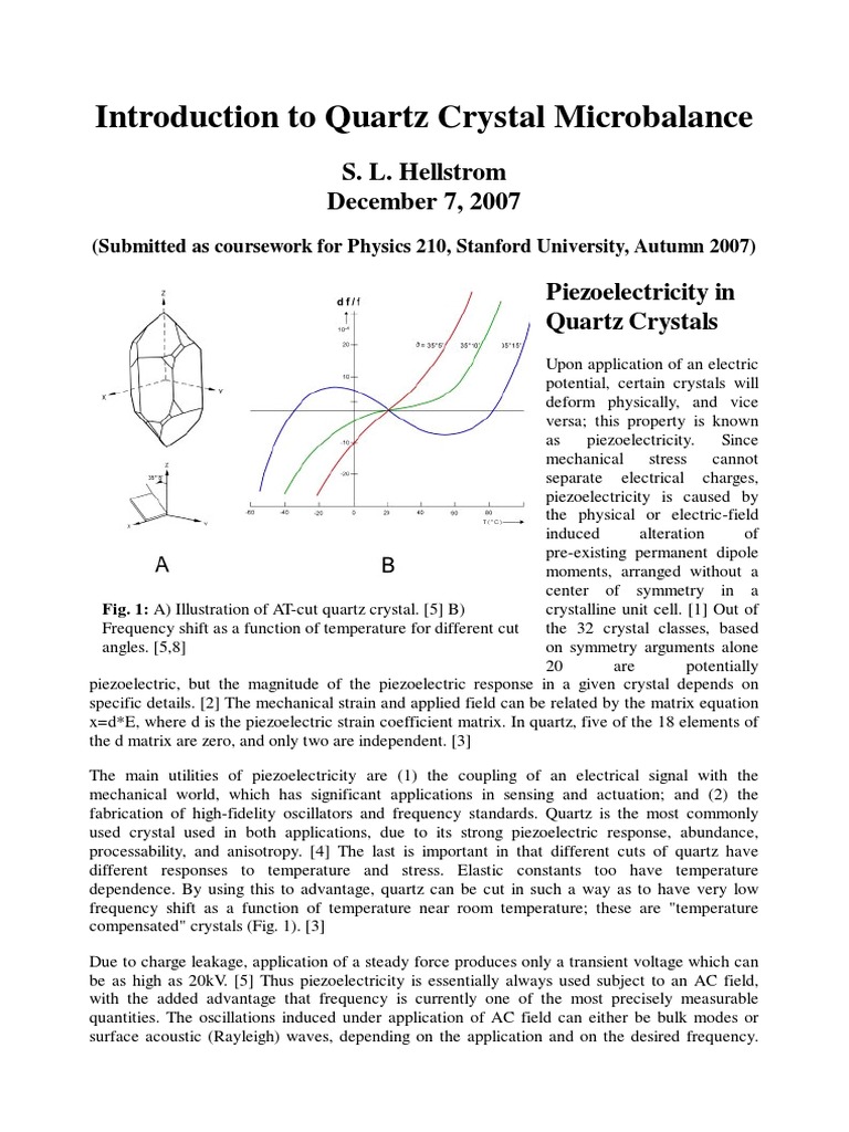 Introduction To Quartz Crystal Microbalance | PDF | Piezoelectricity ...