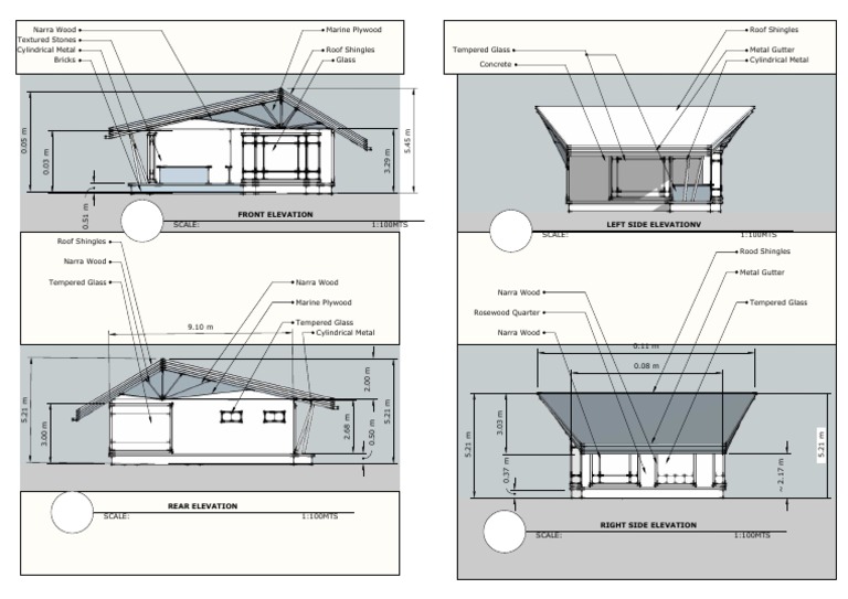 Left Side Elevationv Front Elevation | PDF | Roof | Architectural Elements