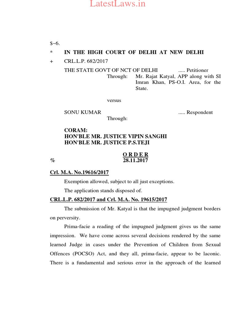 POCSO Cases Judgment by Delhi HC PDF Judgment (Law) Separation Of
