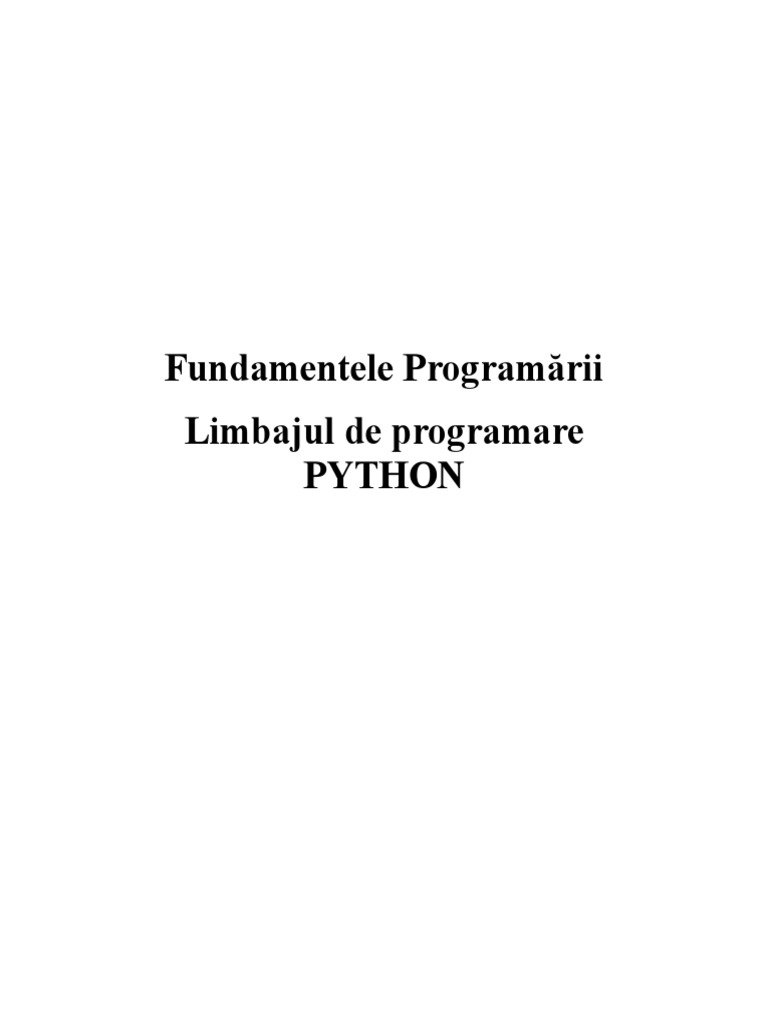 Fundamentele Programării in PYTHON | PDF