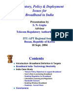 Regulatory and Policy Issues for Broadband in India