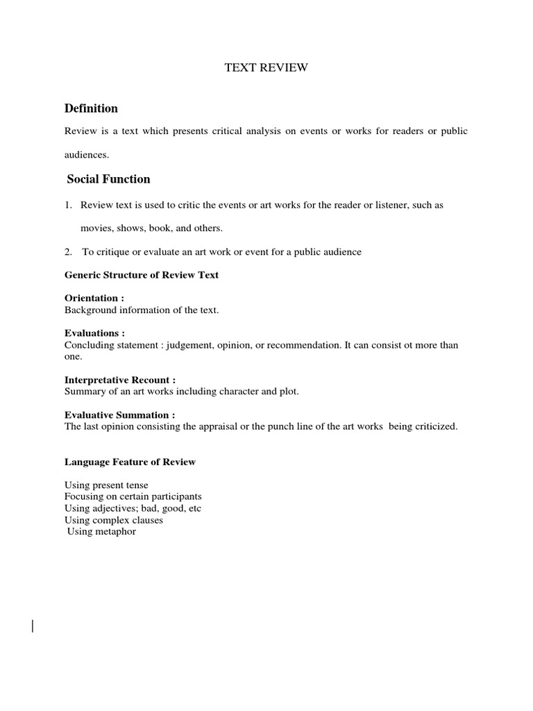 Generic Structure of Review Text Orientation | PDF | Middle Earth Races ...