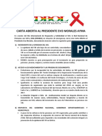 Carta Abierta de las Personas Con VIH al Presidente de Bolivia (Evo Morales Ayma), 1ro Diciembre 2017