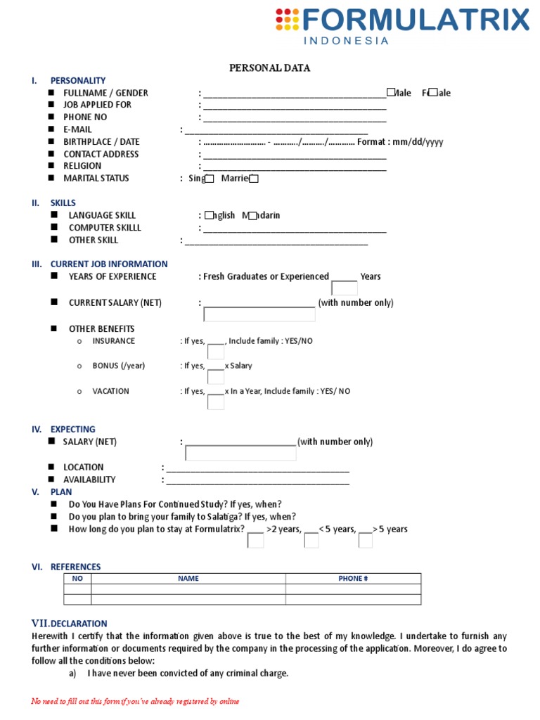 FORM 002 - Personal Data | PDF | Business | Crime Thriller
