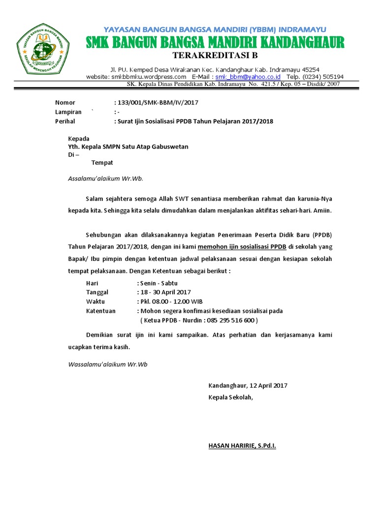 00 133 Surat Permohonan Sosialisasi Ppdb 2017 Pdf