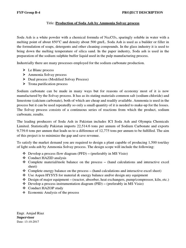 Soda Ash Production via Ammonia Solvay Process | PDF | Sodium Carbonate ...
