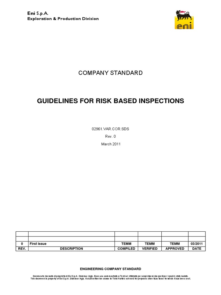 02961E00 - Eni Guidelines On Risk-Based Inspections | PDF ...