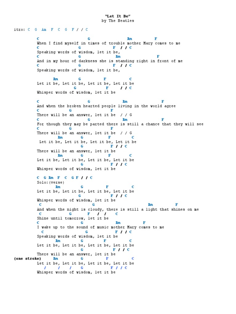 Let It Be Chords 2 | PDF | George Harrison | Songs