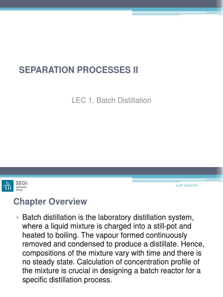 Batch Distillation Analysis and Design | PDF | Distillation | Physical ...
