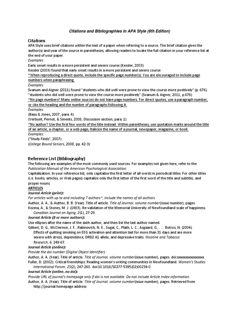 APA Style Citations and References Guide | PDF | Digital Object ...