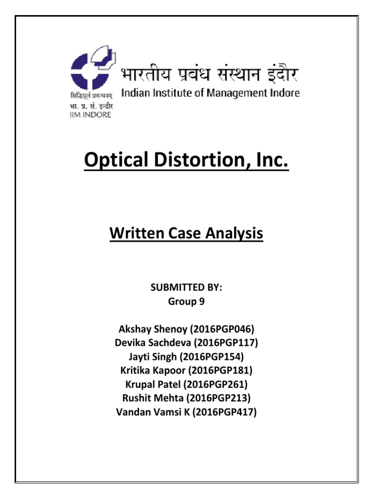 Group 9 Written Case Analysis Optical Distortion Inc PDF