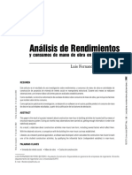 Analisis de Rendimientos de Mo en Costruccion