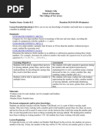 Math Lesson Plan - Number Sense