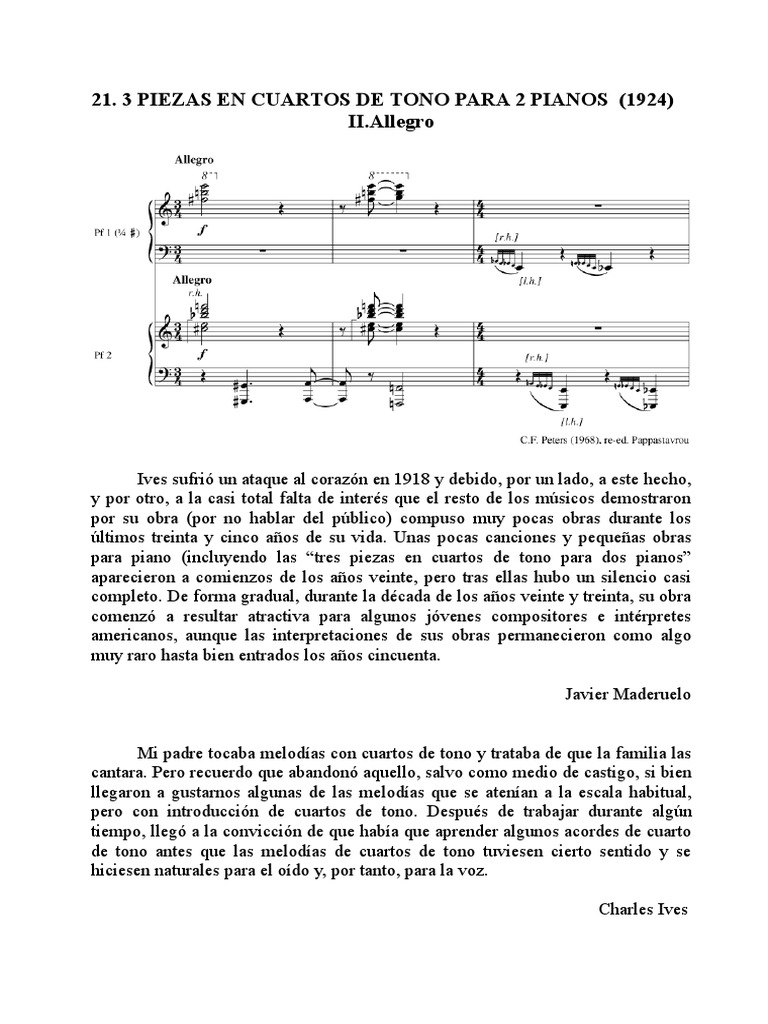 21.3 Piezas en Cuartos de Tono | PDF | Piano | Melodía