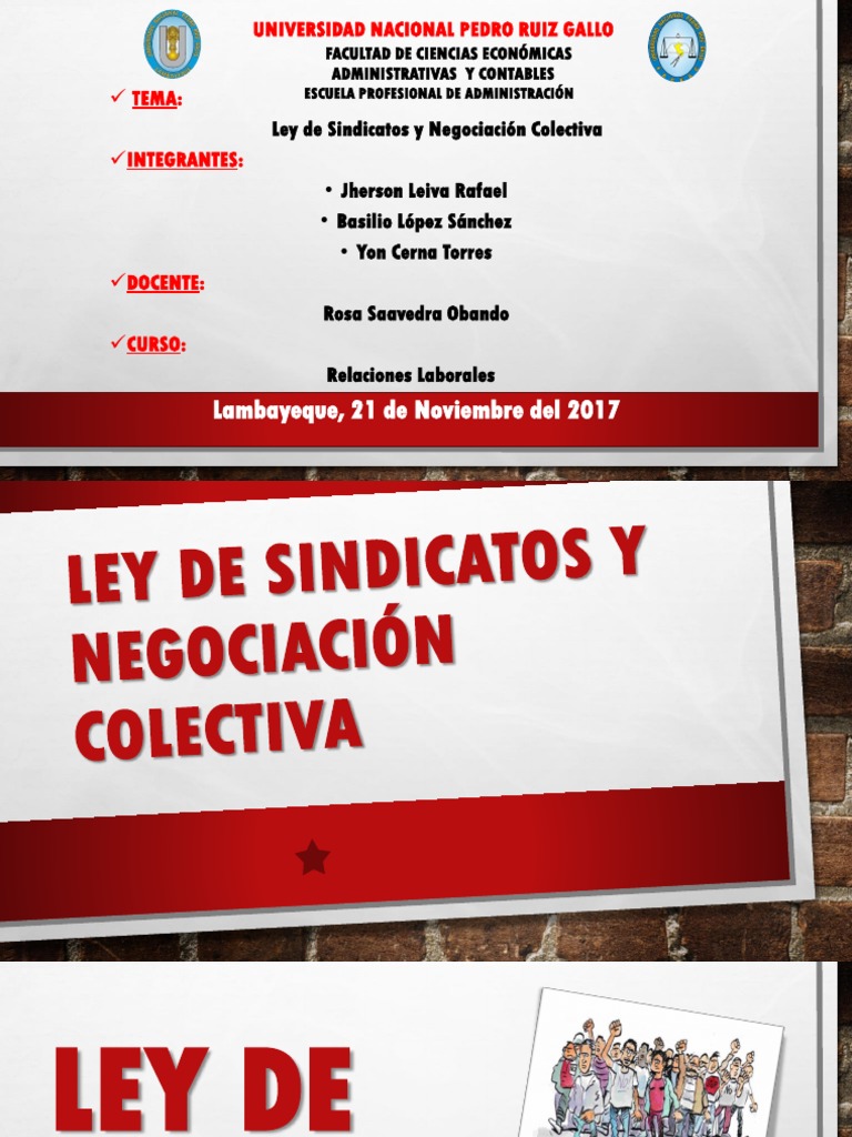 Ley de Sindicatos y Negociación Colectiva Derecho laboral Sindicato