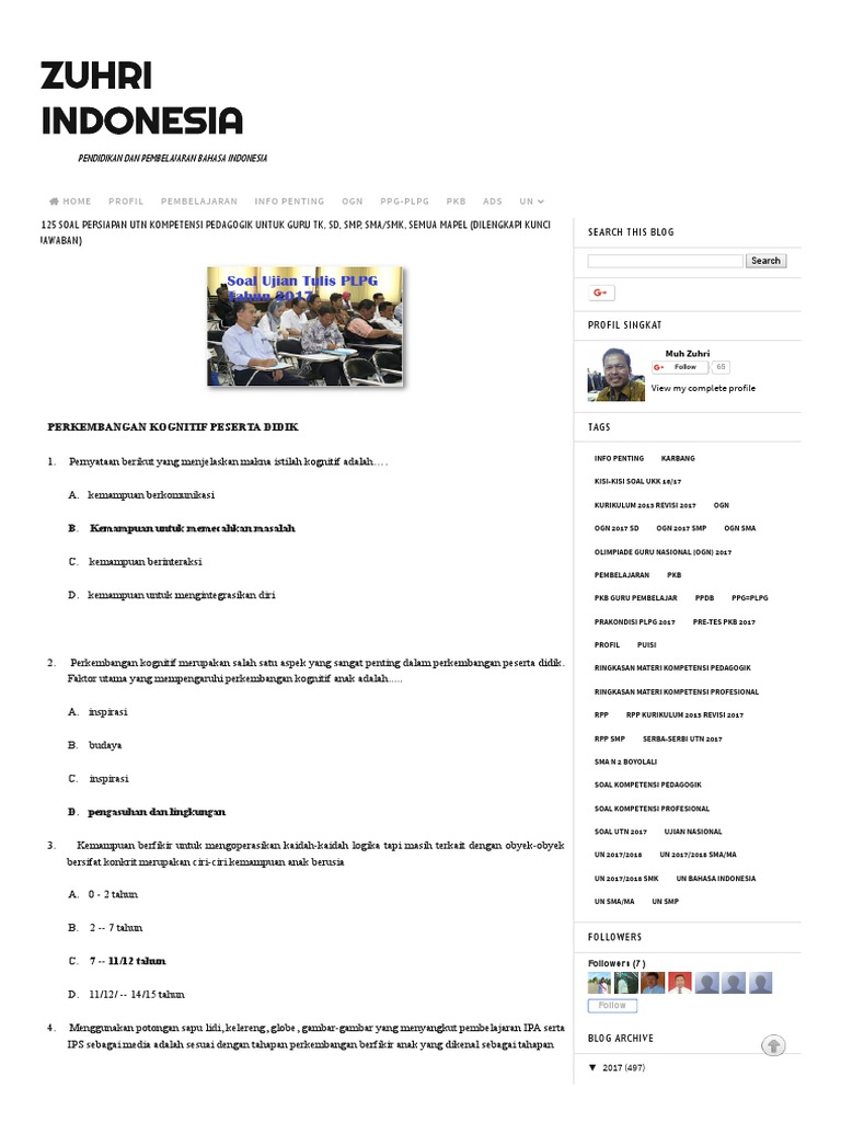 Soal Ppg Pedagogik Sd Ilmusosial Id