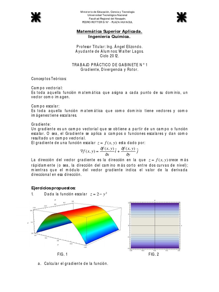 Matemática Superior Aplicada TP Gradiente-Divergencia y Rotor | PDF ...