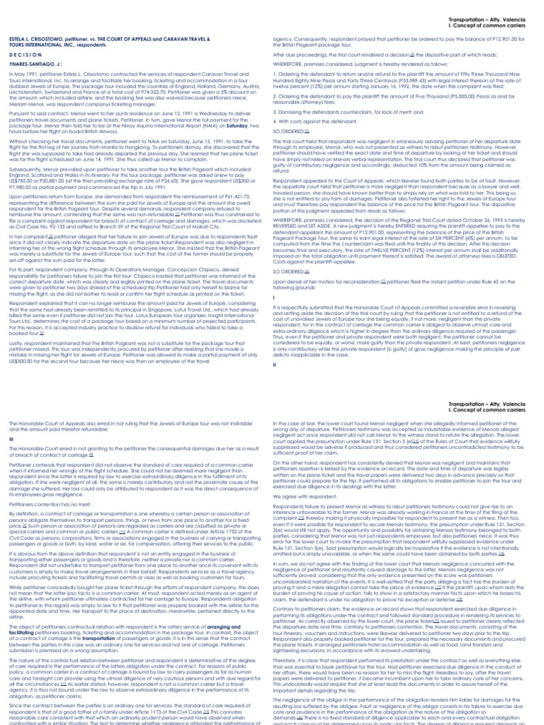 Transportation Concept of Common Carriers PDF Reasonable Person