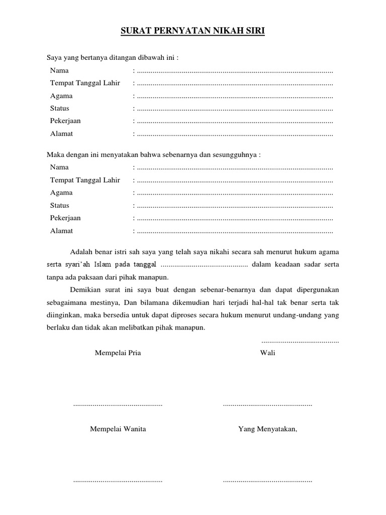 Download 72+ Contoh Surat Surat Nikah Siri Terbaik Gratis