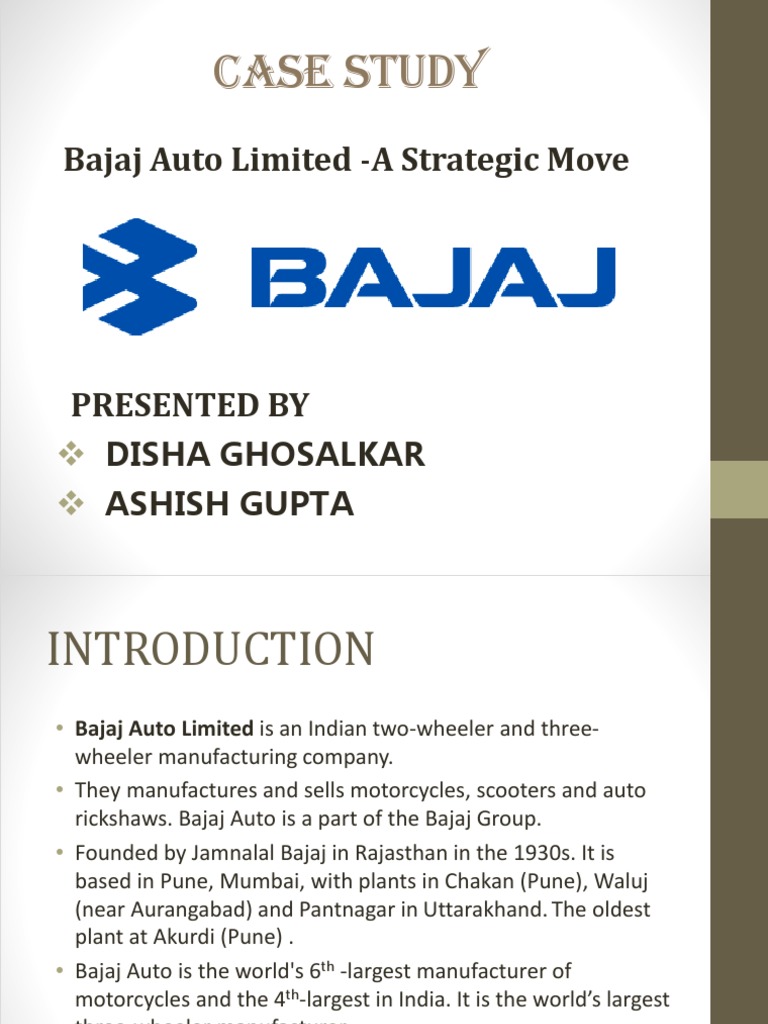 Case Study Bajaj Auto Limited A Strategic Move Pdf Vehicles