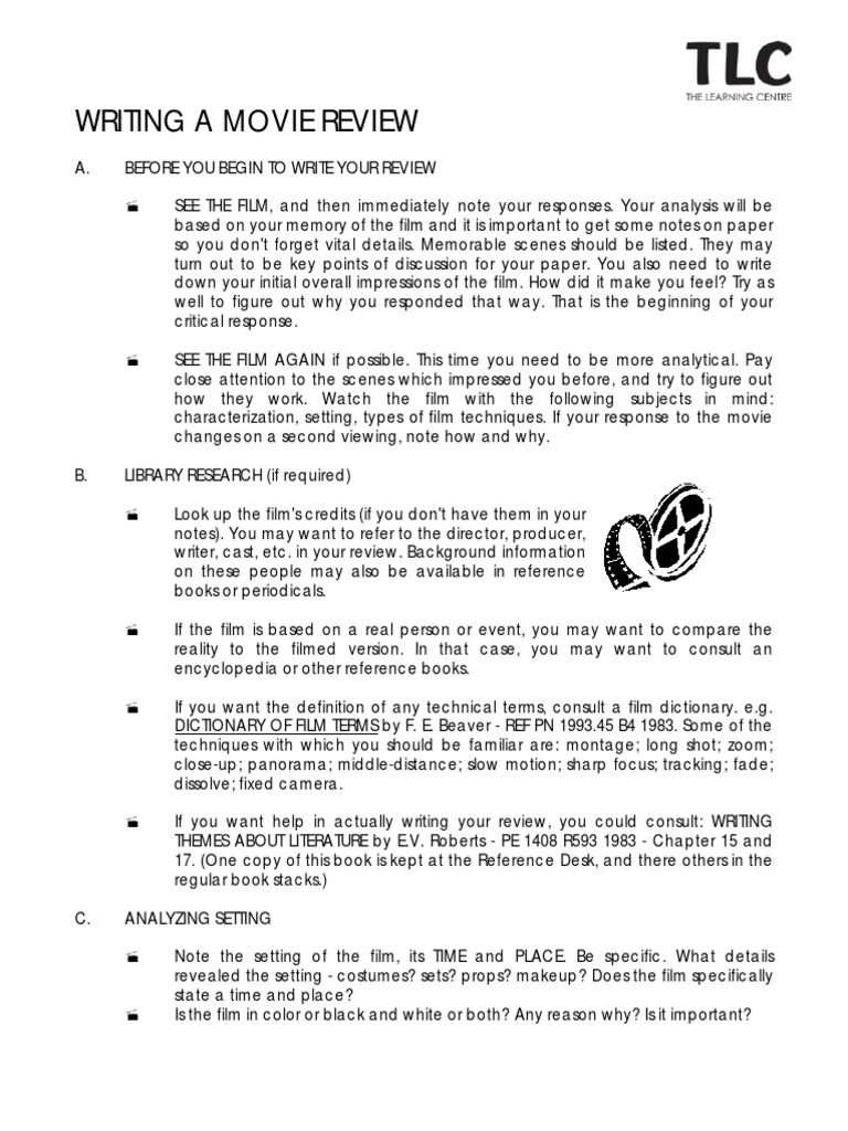 How To Write A Film Review PDF Leisure