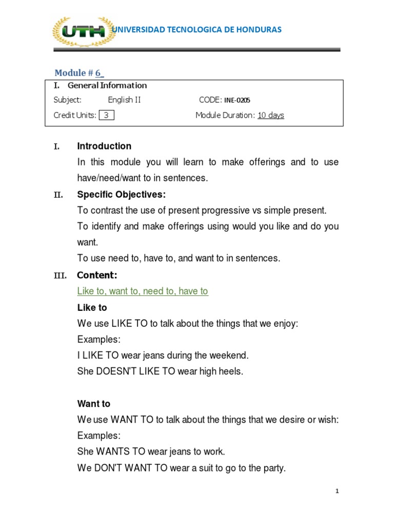 English Ii Module 6 Making Future Arrangements And Offerings - 