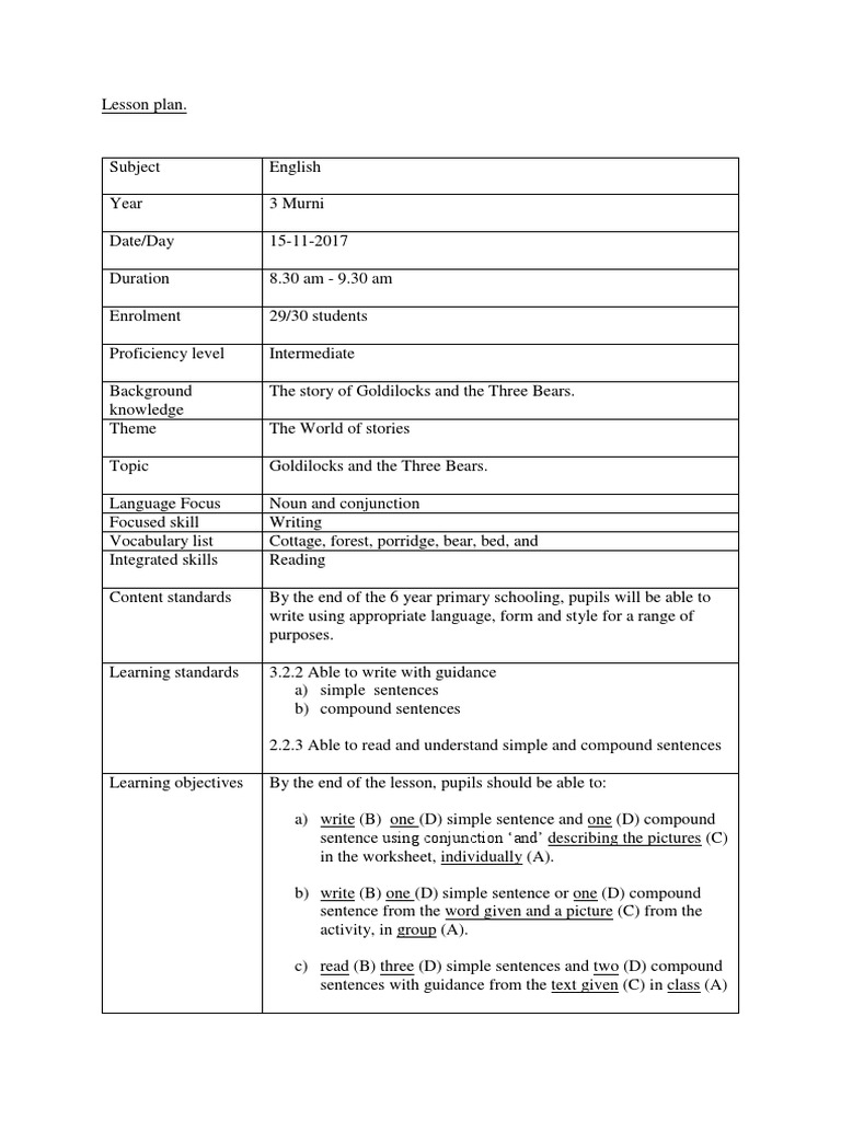 Lesson Plan For Writing. | PDF | Lesson Plan | Learning