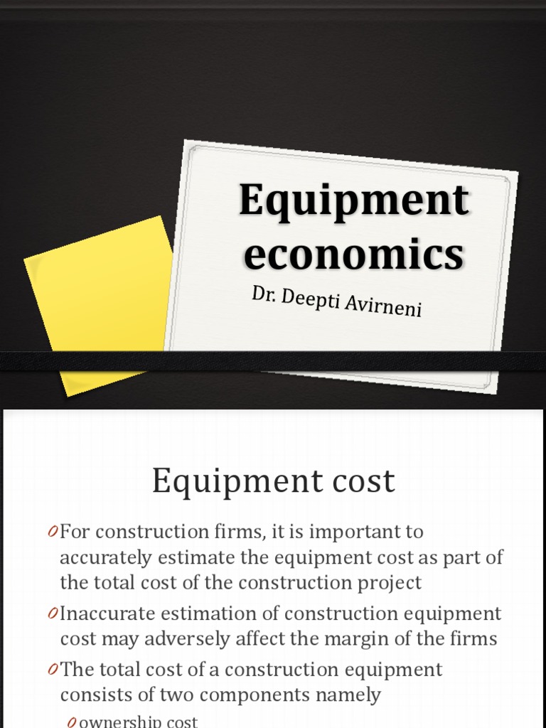 Equipment Economics PDF Depreciation Interest