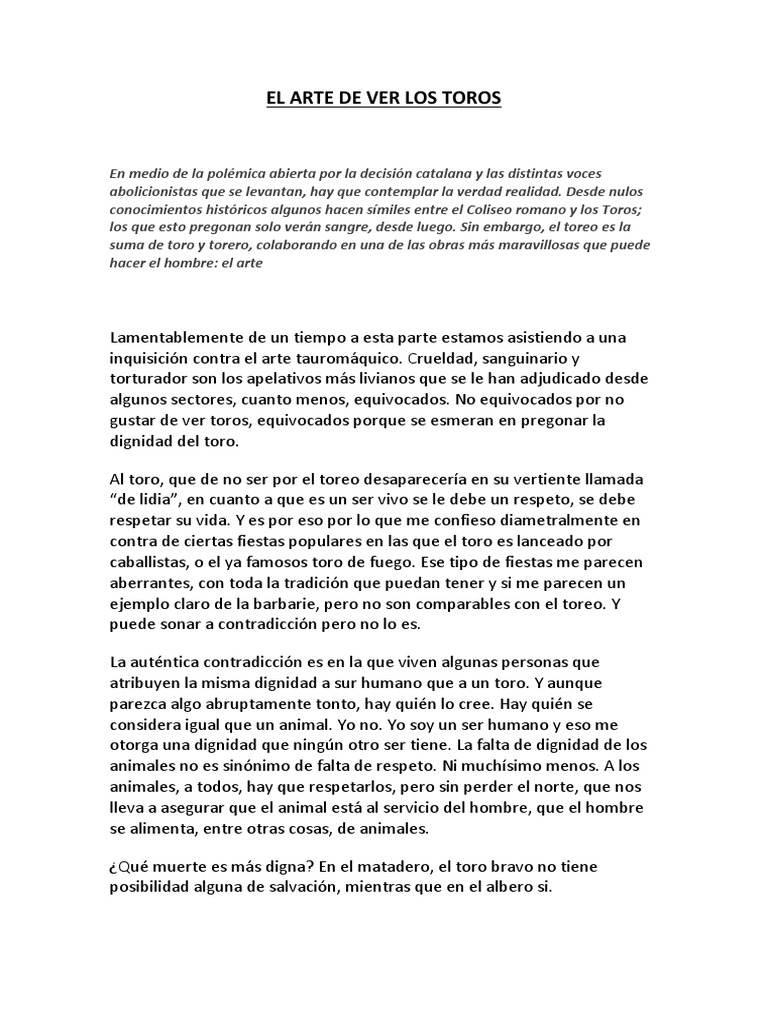 El Arte de Ver Los Toros | PDF | Toreo | Vacas
