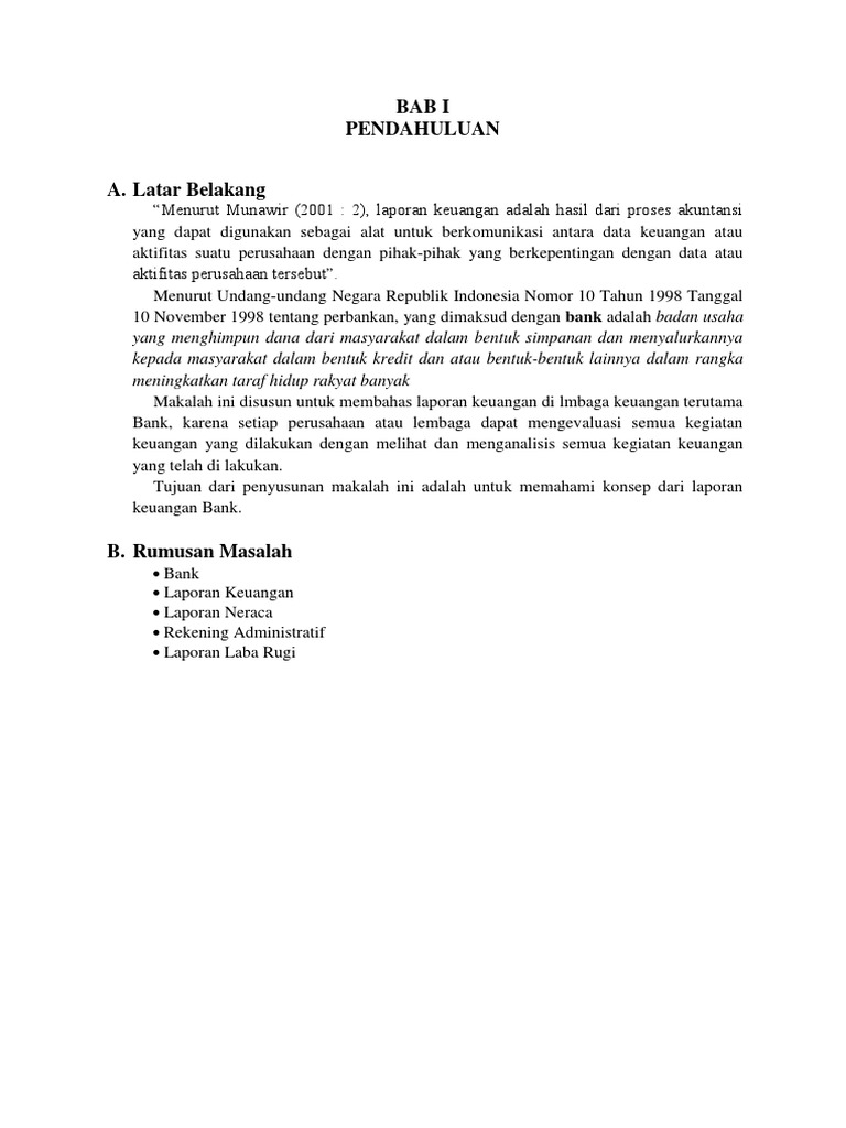 Makalah Laporan Keuangan Bank