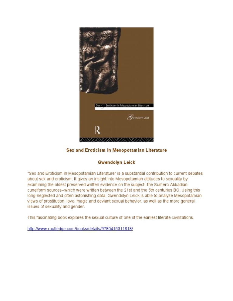 Sex and Eroticism in Mesopotamian Literature - Gwendolyn Leick | PDF