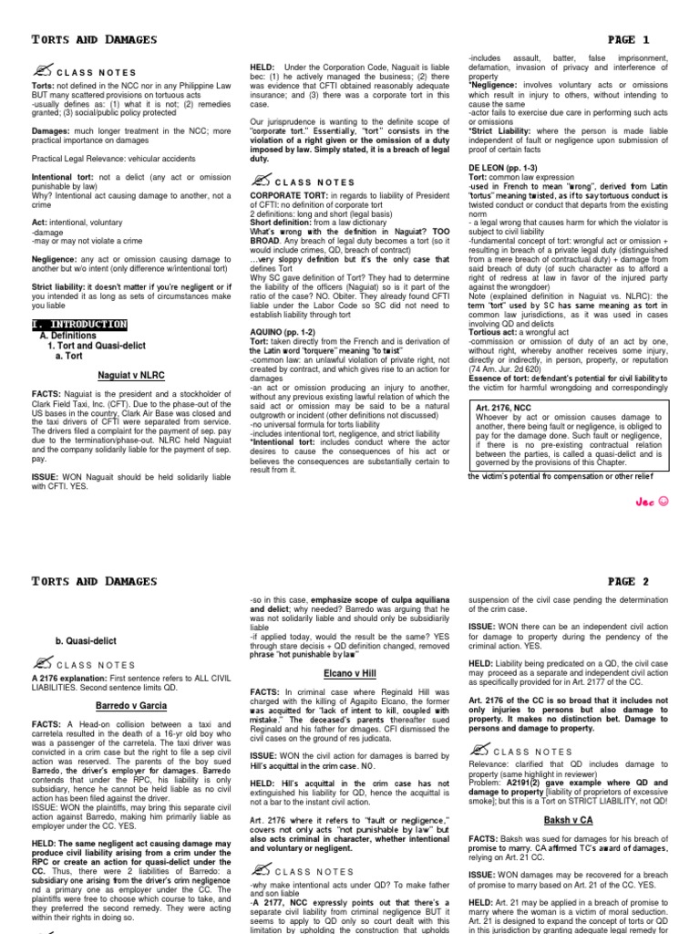 Understanding Torts and Damages in Law | PDF | Tort | Negligence