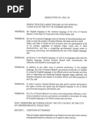 2006 Resolution Declaring English as the Official Language of the City of Farmers Branch