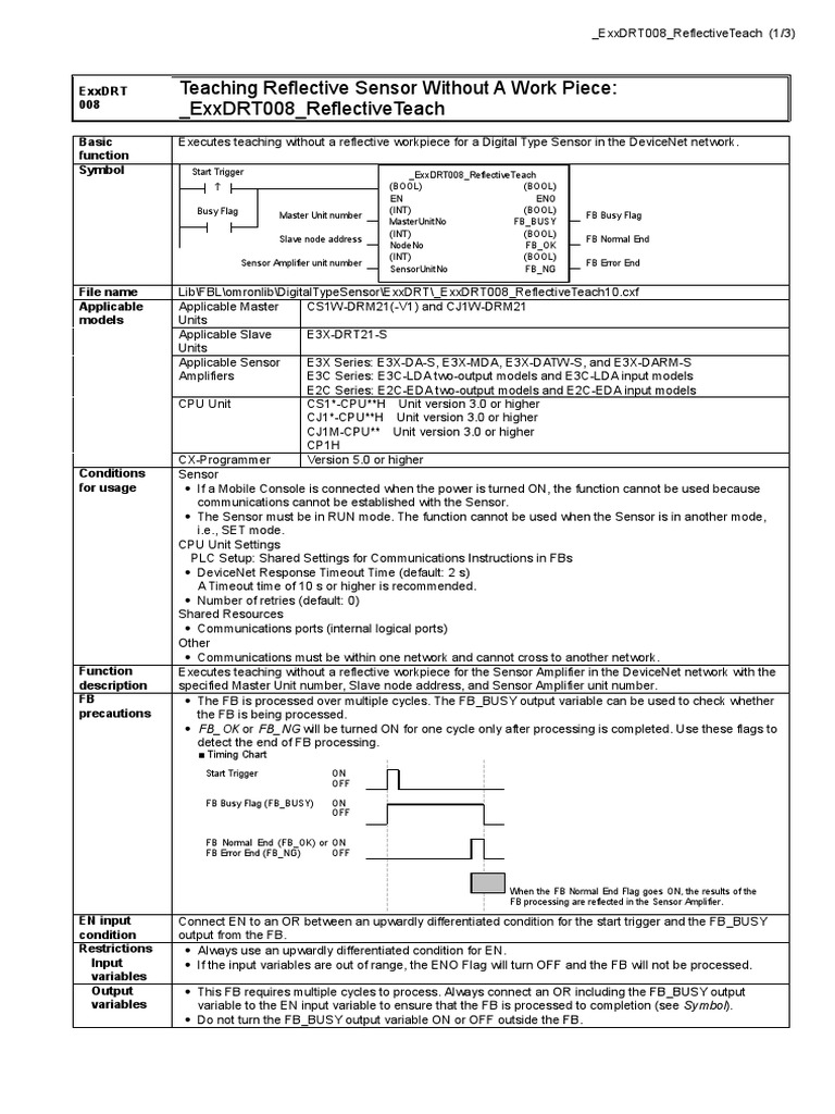 Teaching Reflective Sensor Without A Work Piece: - Exxdrt008 ...
