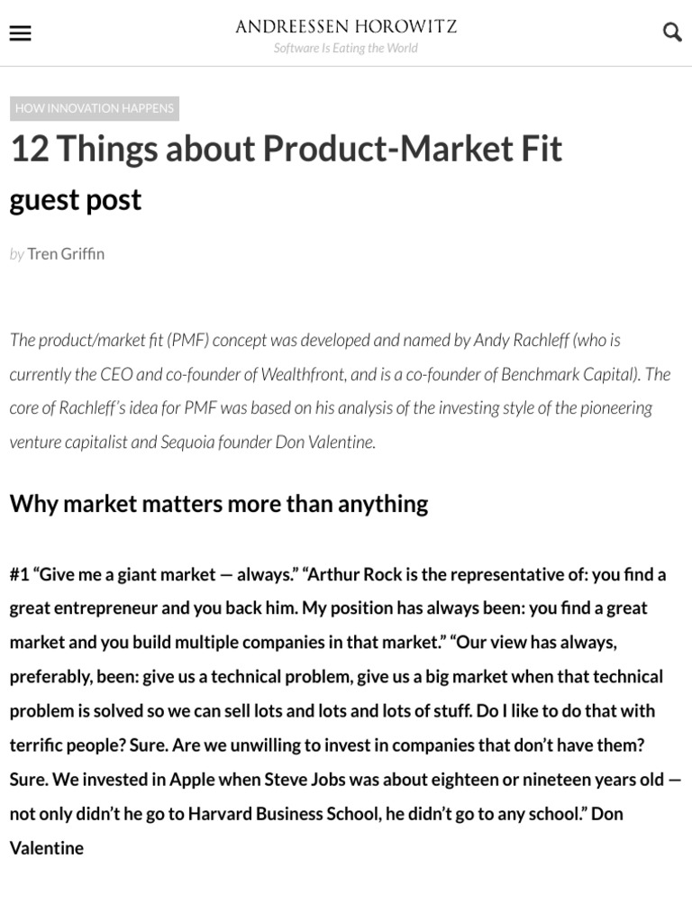 12 Things About ProductMarket Fit Andreessen Horowitz Download
