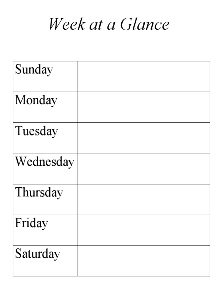 Week at A Glance | PDF