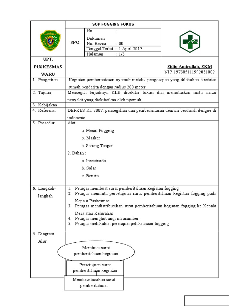 SOP Fogging untuk Pemberantasan Nyamuk | PDF