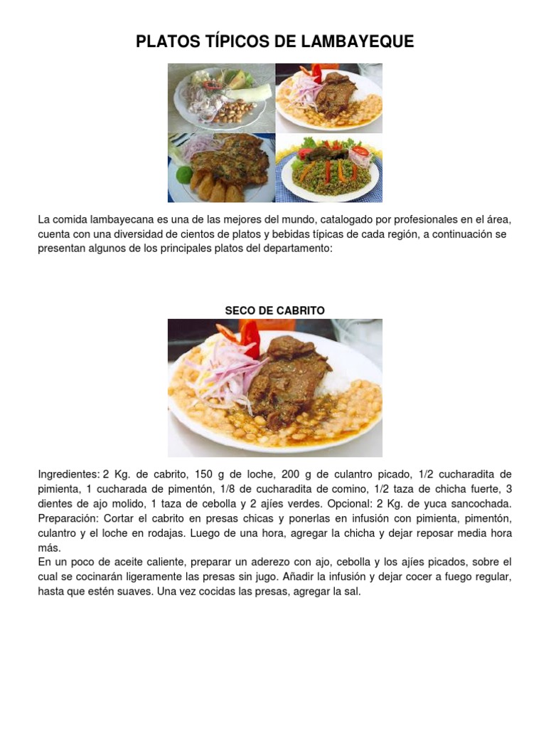 Platos Típicos de Lambayeque | PDF | Ocio | Entretenimiento (general)