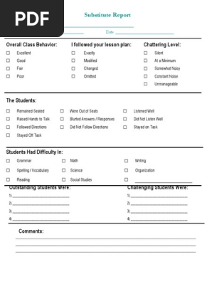Substitute Report
