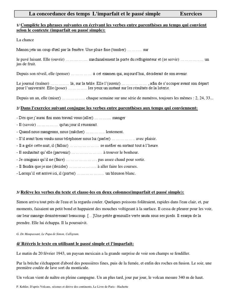Exercices De Conjugaison Temps Mélangés Pdf Exercices de Conjugaison Cm2 Cycle 3 La Concordance Des Temps