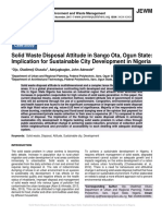 Solid Waste Disposal Attitude in Sango Ota, Ogun State: Implication For Sustainable City Development in Nigeria