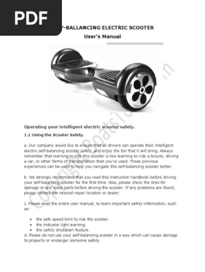 Self Balancing Scooter Manual | PDF | Battery Charger | Lithium.