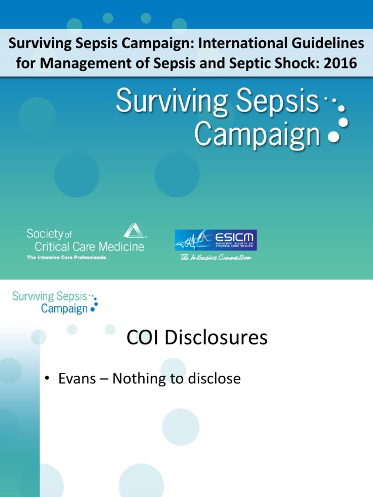 2016 Sepsis Management Guidelines Overview | PDF | Sepsis | Shock ...