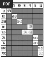 MON TUE WED Thur FRI SAT SUN: ADR Pracc Legforms Torts Civpro Tax 2 Busorg 2 Spec Pro