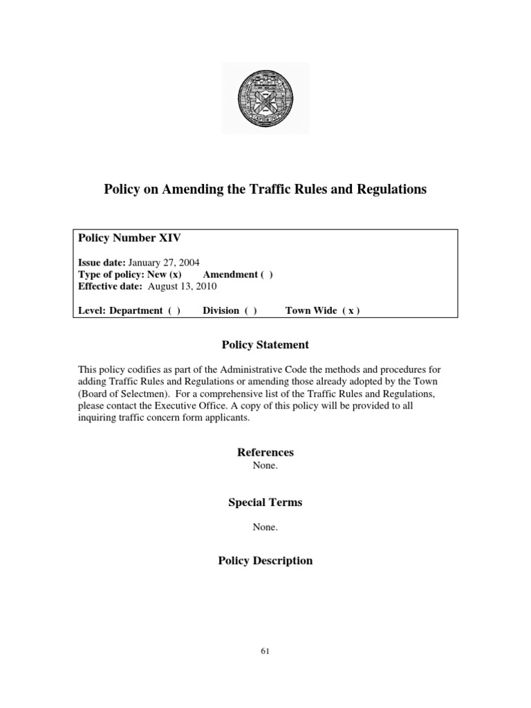Traffic Rules and Regulations PDF Traffic Street