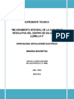 Mejoramiento integral de la capacidad resolutiva del Centro de Salud Santa Luzmilla II - Memoria Descriptiva de las Instalaciones Eléctricas