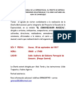 CHARLA MOTIVACIONAL, El Comunicador Musical, Invitación para El 28 de Septiembre Del 2017