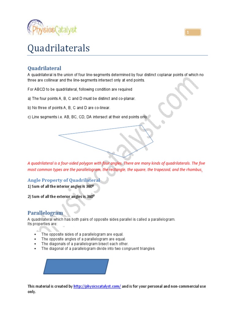 Quad Andparllelogram Cheatsheet Rectangle Space