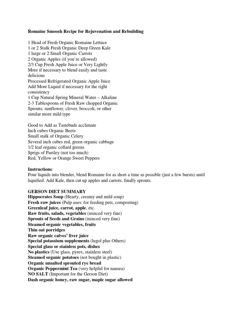 Gerson Therapy Recipes PDF PDF Carrot Celery