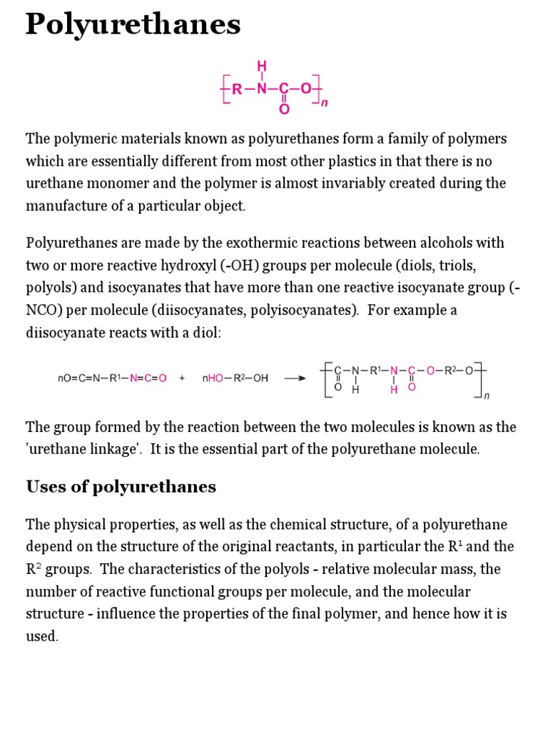 Polyurethane S PDF Polyurethane Organic Chemistry